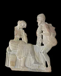 Relief, das Odysseus und Penelope darstellt, aus Milo, ca. 450 v. Chr.